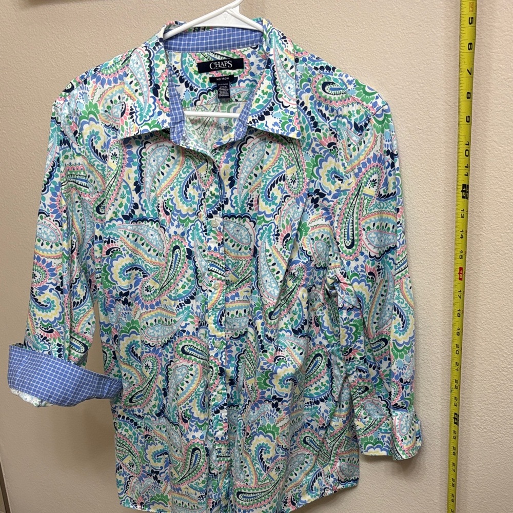 Chaps Paisley Button-Down Shirt in Blue, Green, Pink
